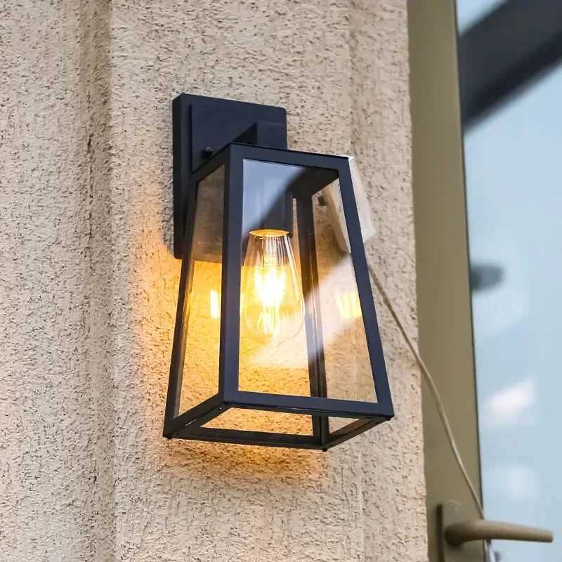 Retro Outdoor Waterproof Wall Lamps Iron Art Lampshade Sconce Acrylic Corridor Wall Light E27 Screw Outdoor Wall Light XJ250624
