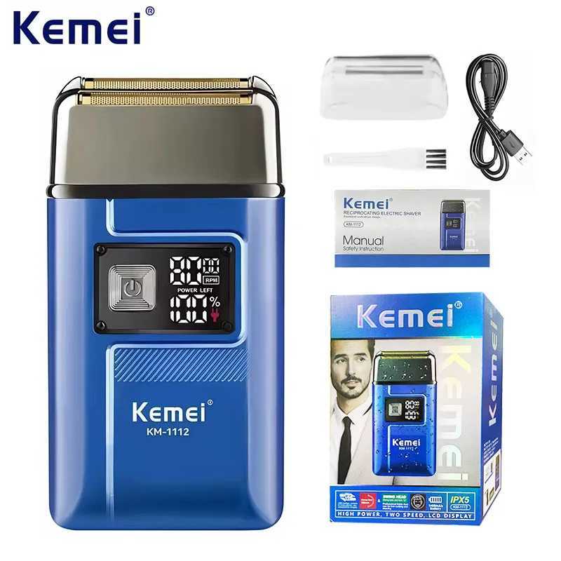 Kemei KM-1112 USB Charging IPX5 Waterproof Shaver 2 in1 Mens Rechargeable Electric Beard Razor Floating Forward Shaving Machine W250625