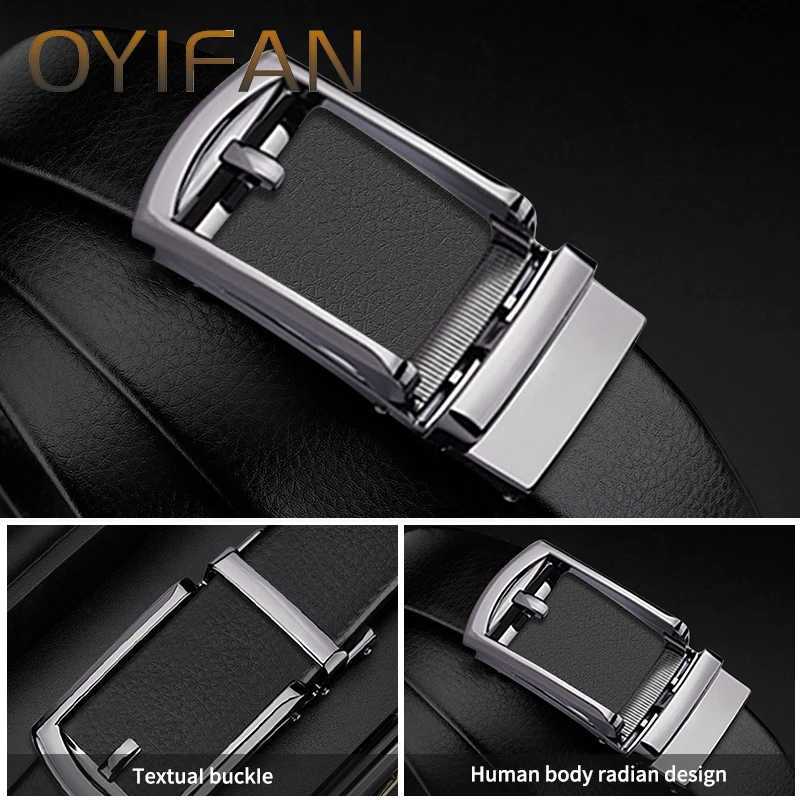 OYIFAN Belt for Men Automatic Genuine Leather Belt Men Leather Ratchet Adjustable Real Ratchet Leather Dress Designer W250625