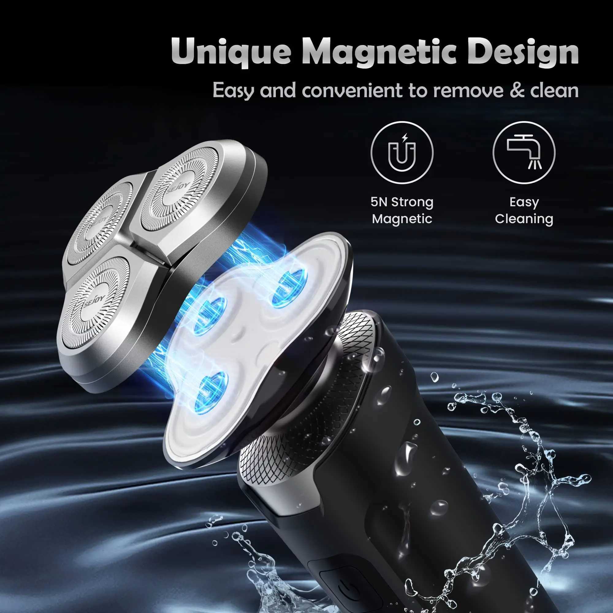 SEJOY Electric Razor for Face Shaver USB Rechargeable Wash Beard Hair Trimmer Wet Dry Shaving Machine W250625