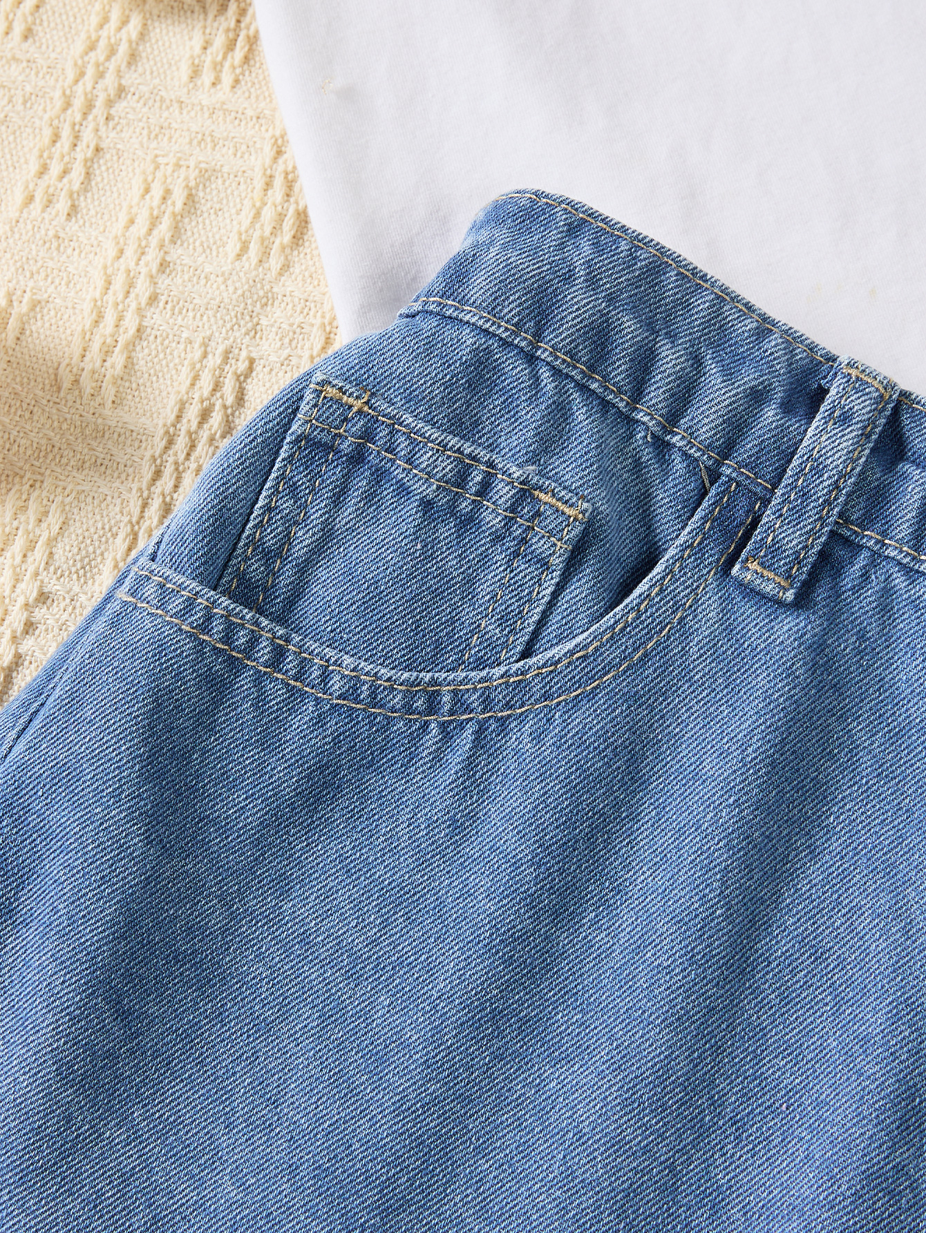 Girls Blue Jeans Skort Short Pants - Stylish Children's Outfit for Hot Weather