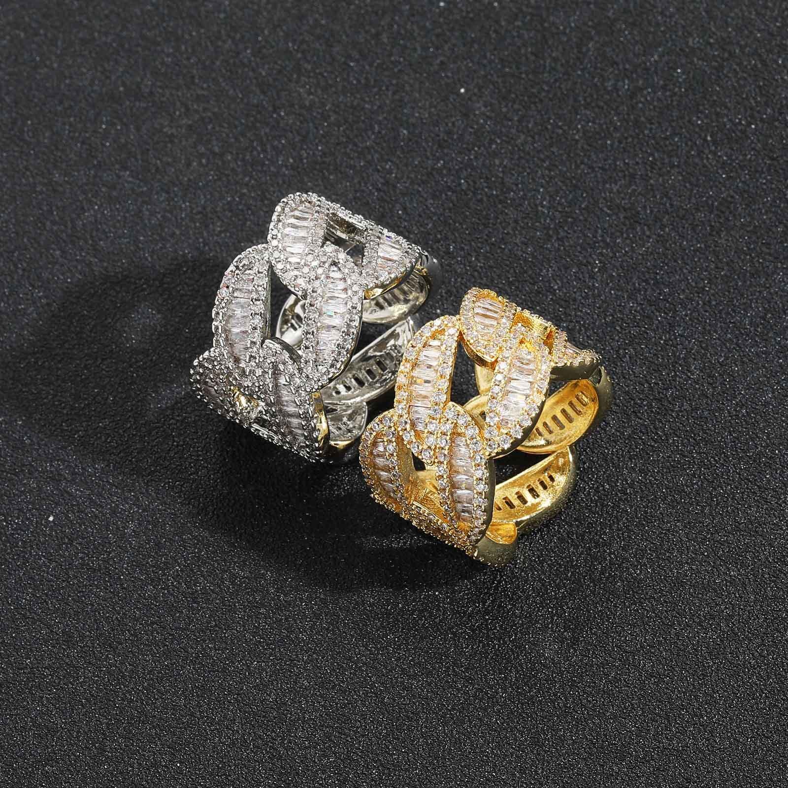 Hip Hop Couple Rings Diamond Studded Round Moissanite Cuban Ring Fashion Streetwear Niche Accessory Passes the Diamond Tester