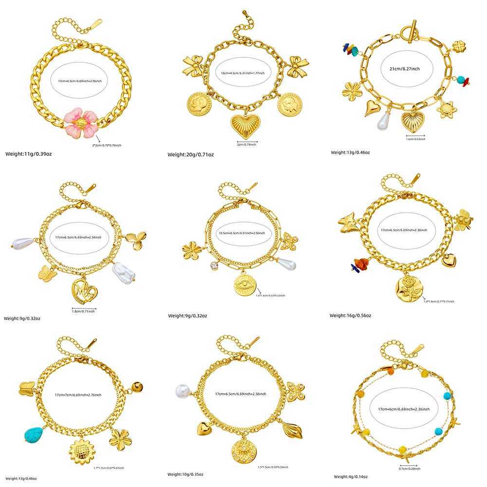 DIEYURO 316L Stainless Steel Flower Bowknot Multiple Pendants Bracelet For Women New Waterproof Wrist Chain Glamorous Gift X250625