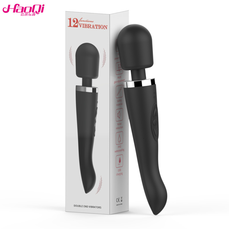 Haoqi Fun New Silicone Dual Shock AV Wand Female Masturbator Massager Adult Product