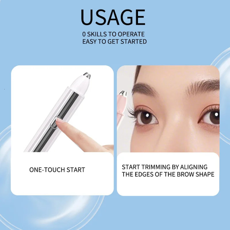 Electric Eyebrow Trimmer - Rechargeable Automatic Shaver Waterproof Painless Facial Hair Removal Tool for Women 250625