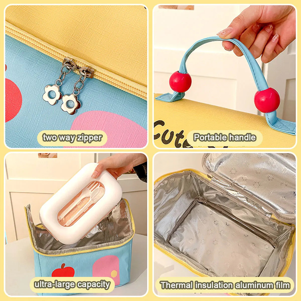 Waterproof Small House Insulation Bag Cartoon Large Capacity Handheld Lunch Oxford Zipper Portable Box Breakfast bag 250624