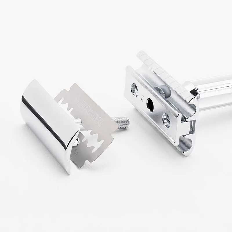 MingShi Adjustable Safety Razor Mens Folding Shaving Professional Manual Shaver And Double Edge Safety Titanium Coated Blades W250625