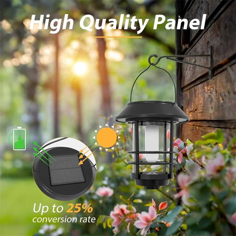 Solar Wall Lantern Outdoor Flickering Flames Solar Sconce Lights Outdoor Hanging Lamps Wall Mount for Front Porch PatioXJ250624