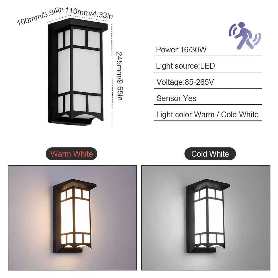 Wall Light Presence Sensor Lamp Waterproof AC85-265V Outdoor Lights LED Lights For Room Outdoor Garden Street Lamp Porch Balcony XJ250624