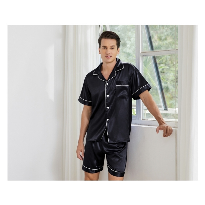 Summer mens lapel home set thin section pajamas large size shortsleeved suit y250614