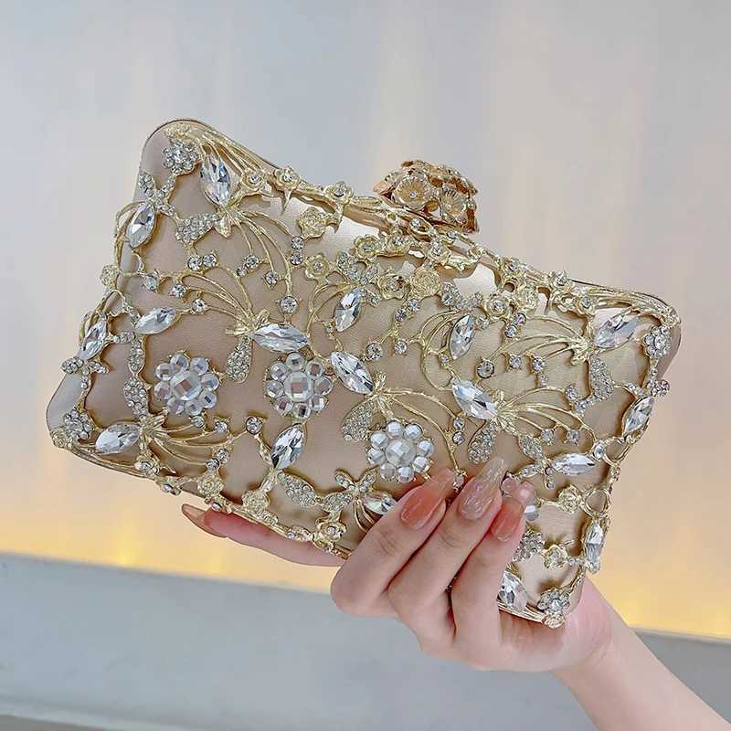Hollow Rhinestone Evening Bag Elegant Box Clutch Purse Womens Handbags For Party Prom Wedding M250625