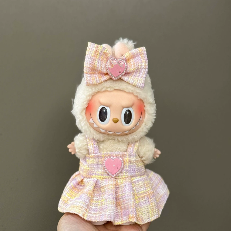 2026 new Labubu Ra ab 17 cm doll costume advanced design custom heartbeat Pearl hat gorgeous dress with wings WW 010 Designer