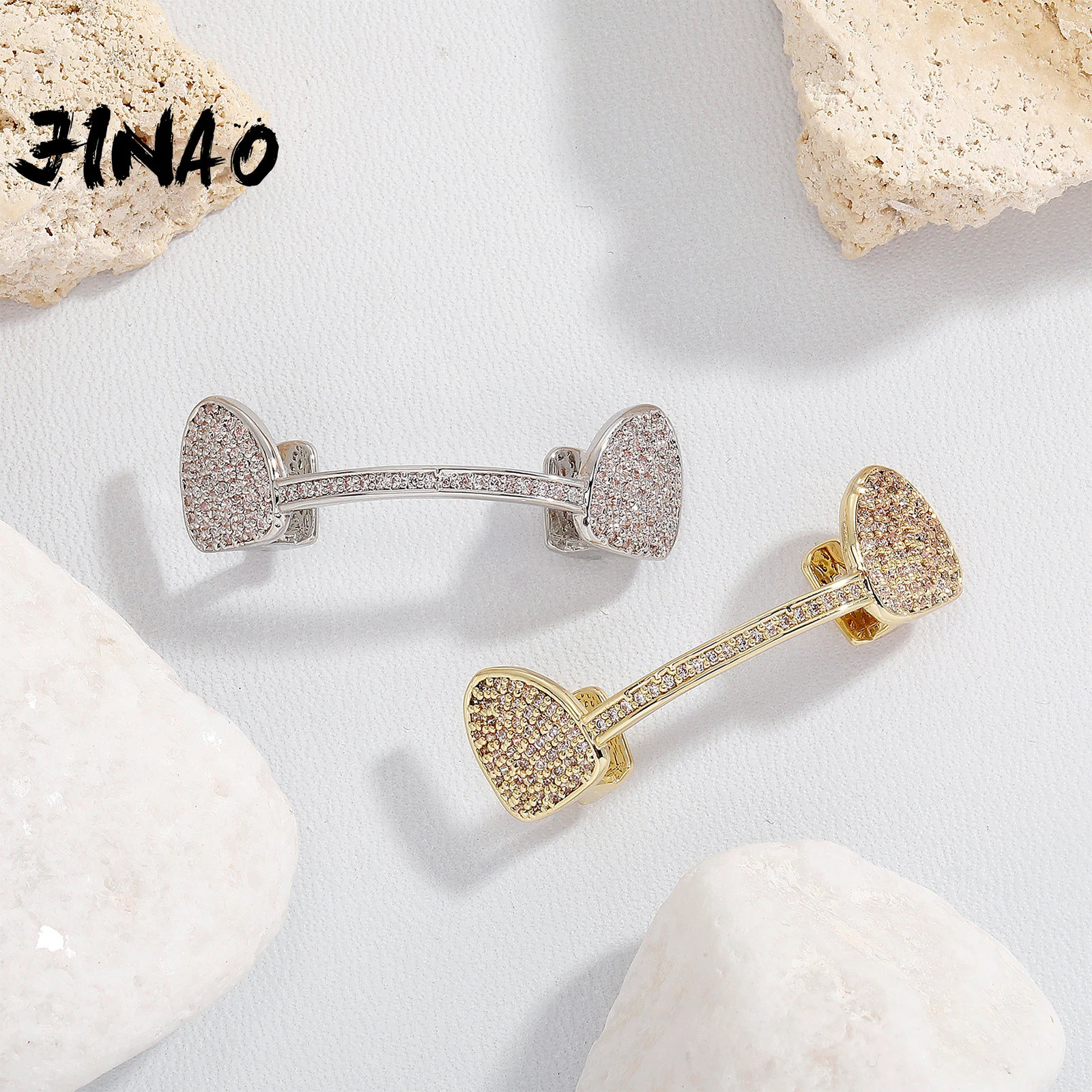 JINAO Fit Gold Color Plated Hip Hop Teeth Grills Caps Top Bottom Grill Set Gold Classic Ship from US 250606