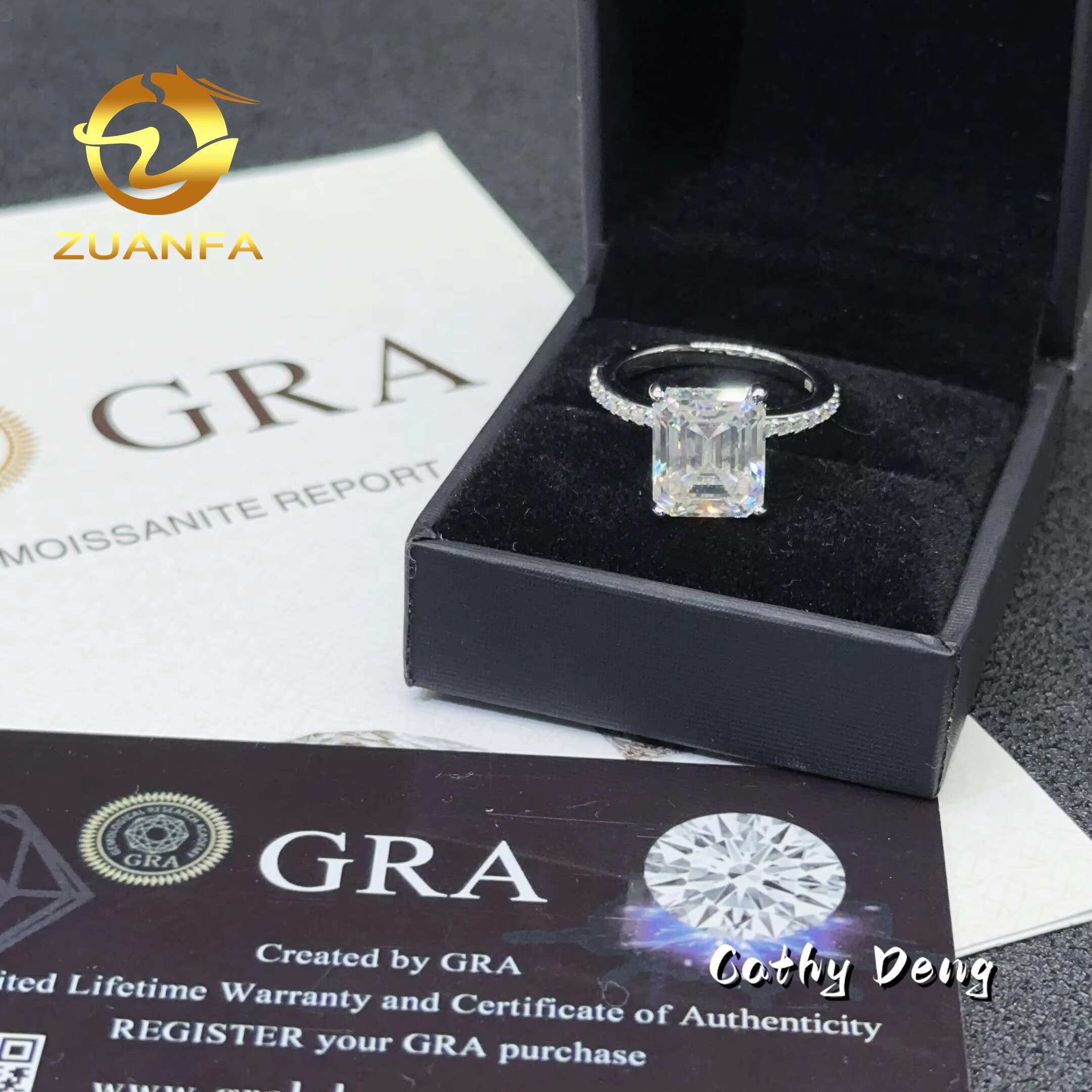 Ready Shipping Pass Diamond Test 5ct Emerald 925 Silver Moissanite Wedding Engagement Ring Ice Out Eternity Ring