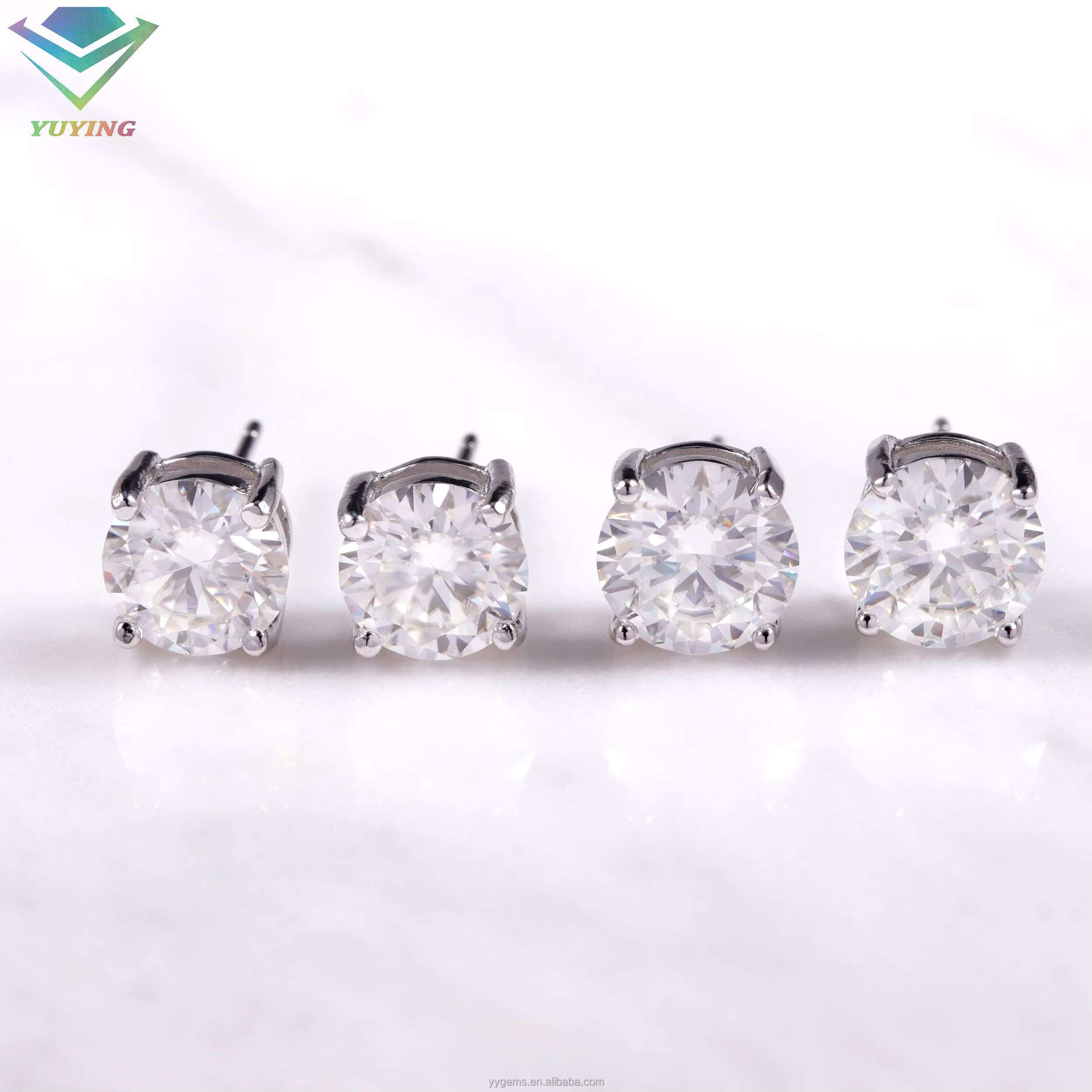RTS Classic 4 Prongs Mossanite Earrings for Men Women 925 Sterling Silver 1.5CT 2CTVVS Moissanite Diamond Stud Earrings
