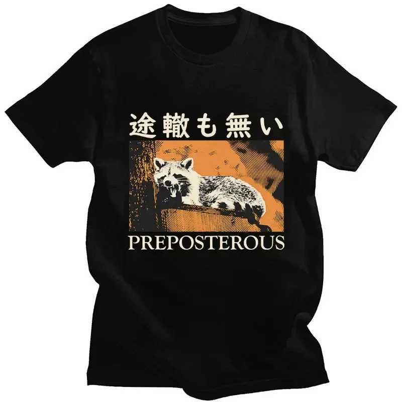 Japanese Style Dragon Raccoon Print T Shirt Harajuku Retro High Quality Cotton Short Sleeve Oversized Men Women Classic T-shirts XJ250625