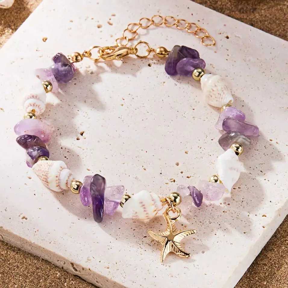 Bohen Starfish Pendant Bracelet for Women Handmade Ced Stone Beaded Bracelet Summer Beach Jewelry Travel Accessory Gift X250625