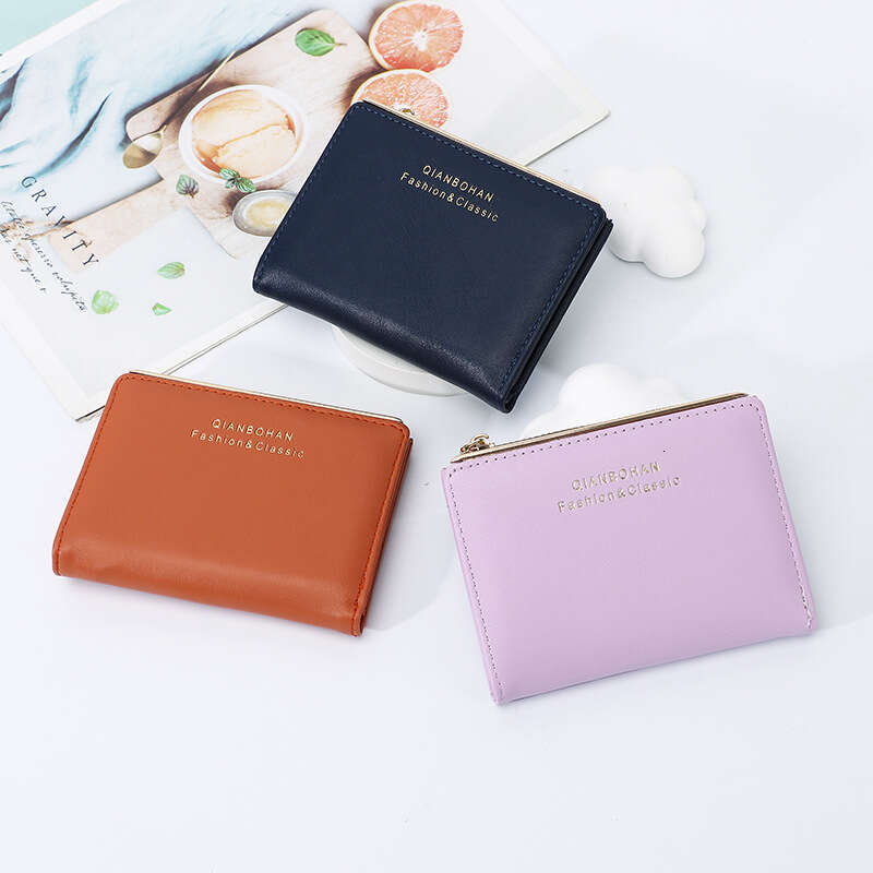 New Women's Short High-end Sense Solid Color Simple Zipper Coin Purse Wallet Money Clip Small Card Holder