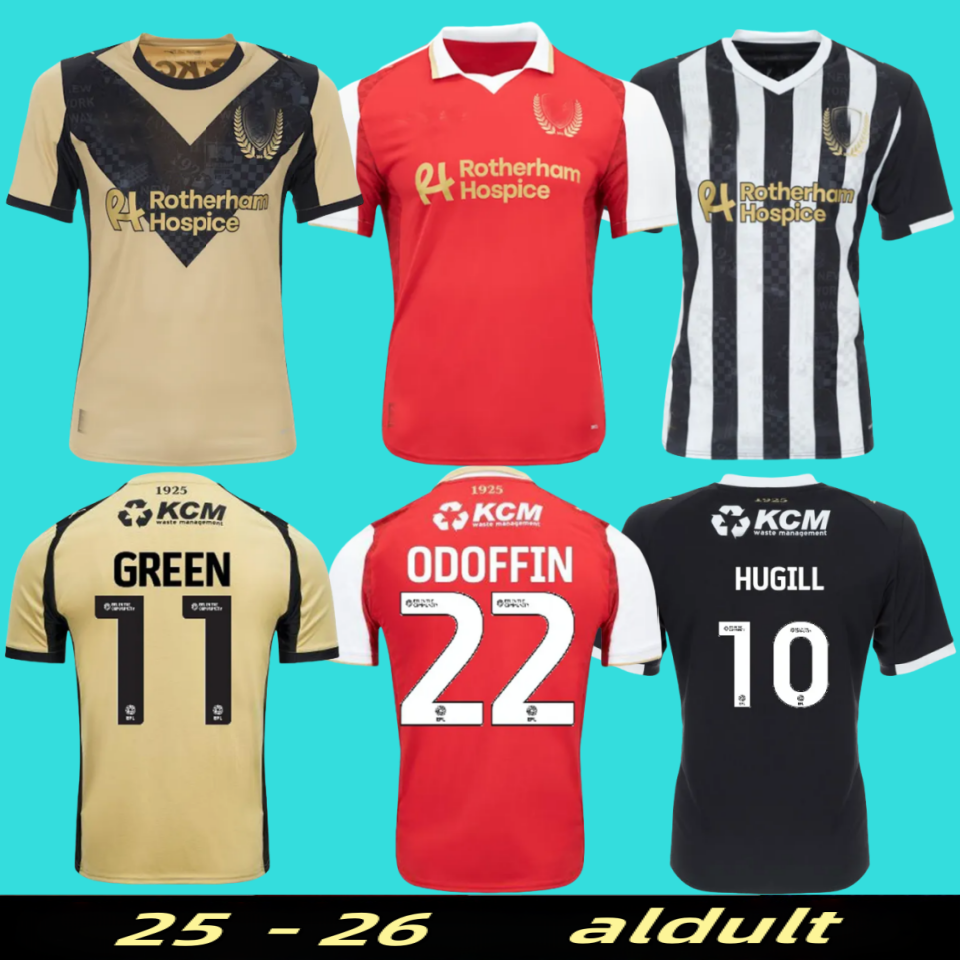 25 26 Rotherham United Soccer Jerseys Kit 2025 2026 Tops Tee Egan Football Shirt Men Kids Uniform