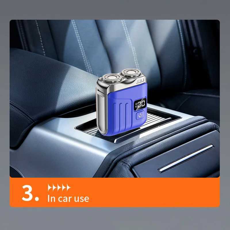 Electric Smart Shaver Digital Display Mini Dual Blade Rechargeable Shaver Household Car Shaver Powerful Mens Gift Shaver W250625