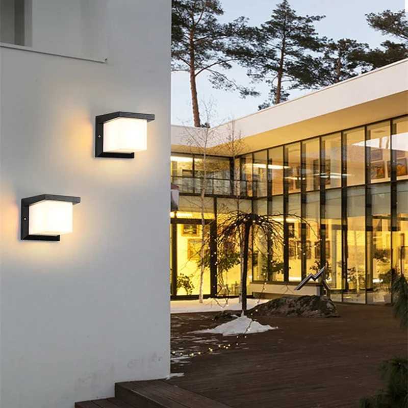 Outdoor E27 LED Aluminum Frame Wall Light 85-265V IP65 Waterproof Porch Lamp Garden Exterior Decor Sconce Lamp 12W 15W 20W 25W XJ250624