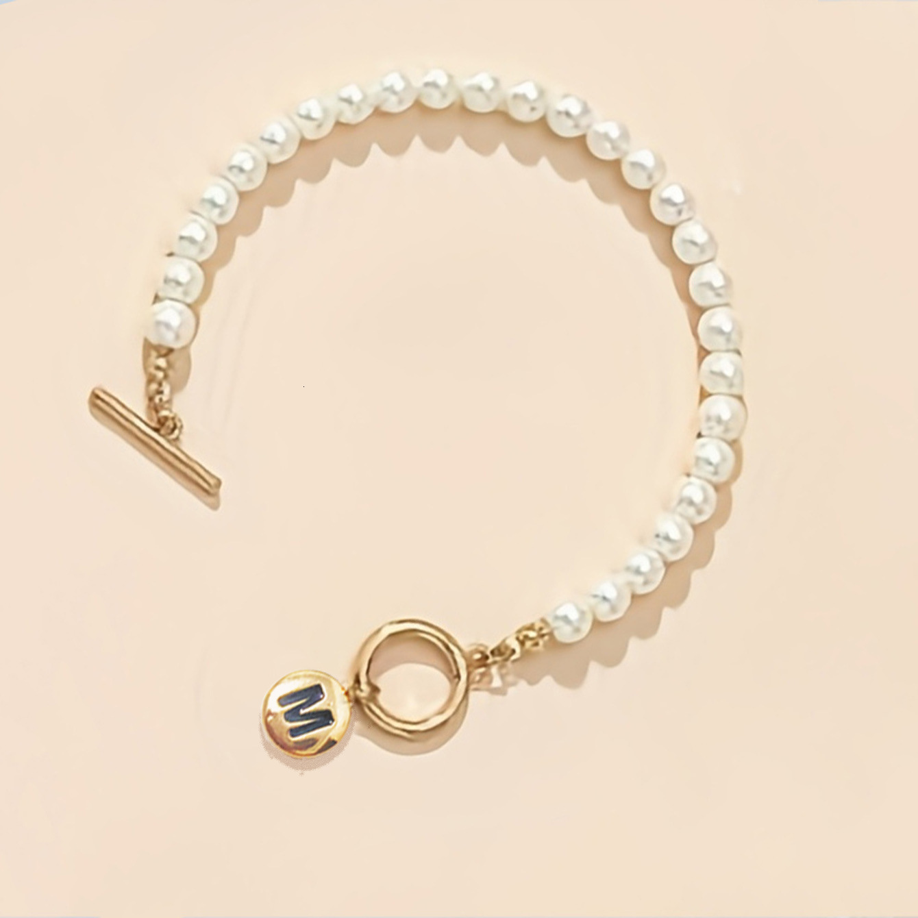 1 Pearl Necklace Bracelet Set M Pendant Fashion Exquisite Gift Celebration French Classic