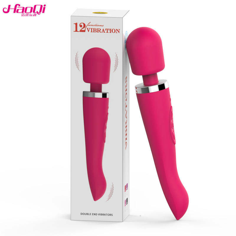 Haoqi Fun New Silicone Dual Shock AV Wand Female Masturbator Massager Adult Product