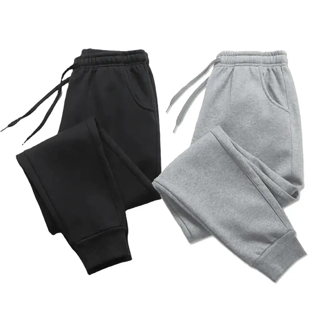 Mens Casual Pants Autumn Winter Fleece Sweatpants Men Running Jogger Sports Gym Trousers Fashion Solid Color Workout Long y250614