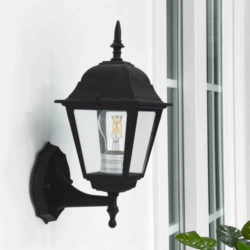 13.5 Classic Black Outdoor Coach Wall Light Clear Glass Lens Bulb Not Included Crafted from metal with Matte Black FinishXJ250624