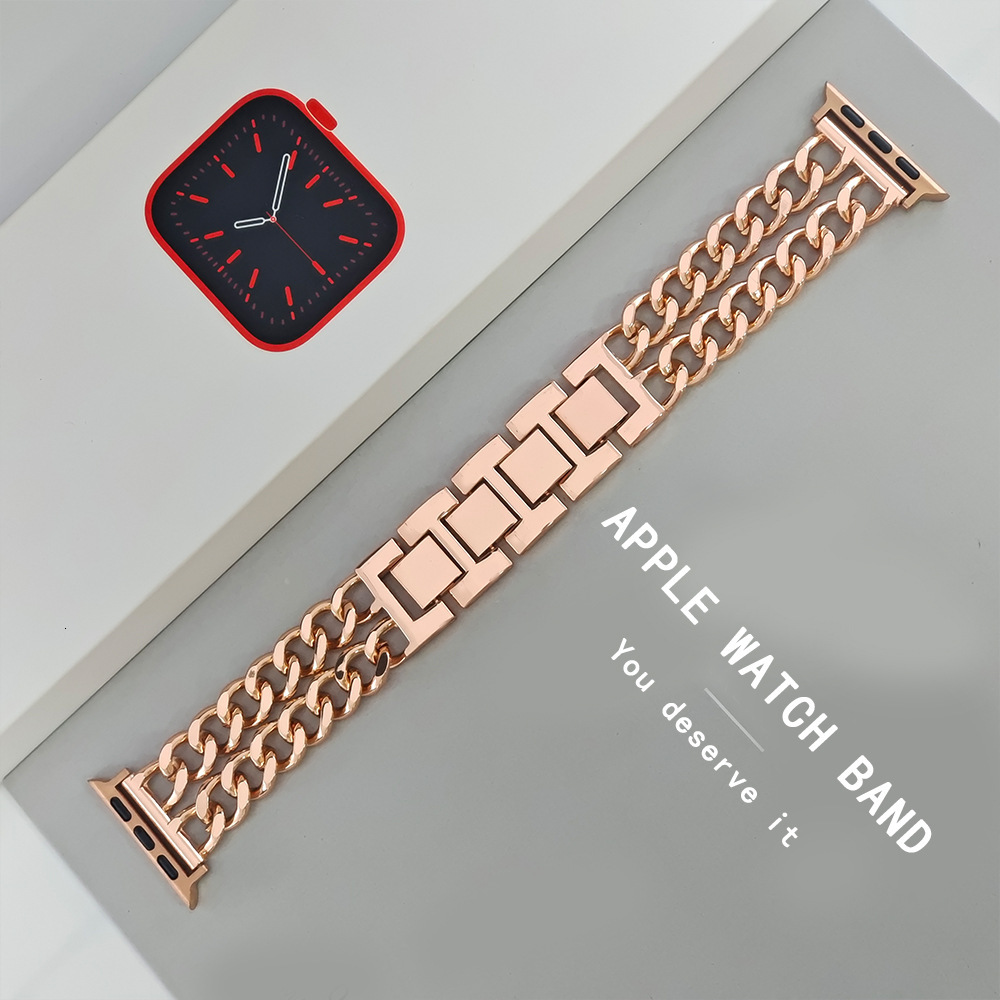 Luxury Premium Double Row Denim Chain Metal iWatch Band for Apple Watch Series 8