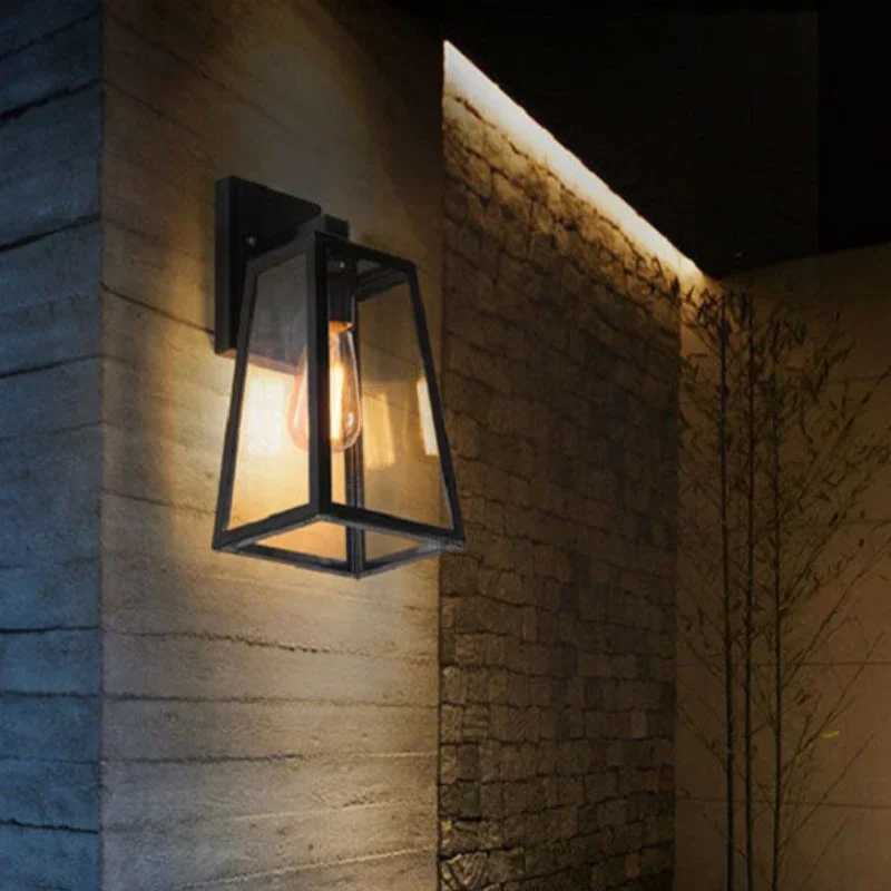 Retro Outdoor Waterproof Wall Lamps Iron Art Lampshade Sconce Acrylic Corridor Wall Light E27 Screw Outdoor Wall Light XJ250624