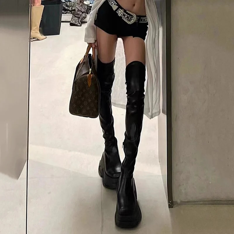 Women Punk 10 CM Platform Boots Spice Gir Sexy Shoes Chunky Motorcycle Simplicity Boot Cool Nightclub Party Casual Outdoor Shoes 250623