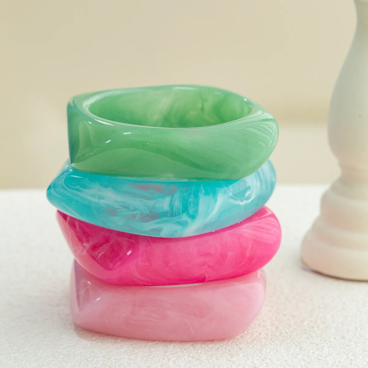 Fashionable Punk Summer Beach Marble Pattern Acrylic Bracelet for Womens Daily Wear and Parties bangles for women 250625