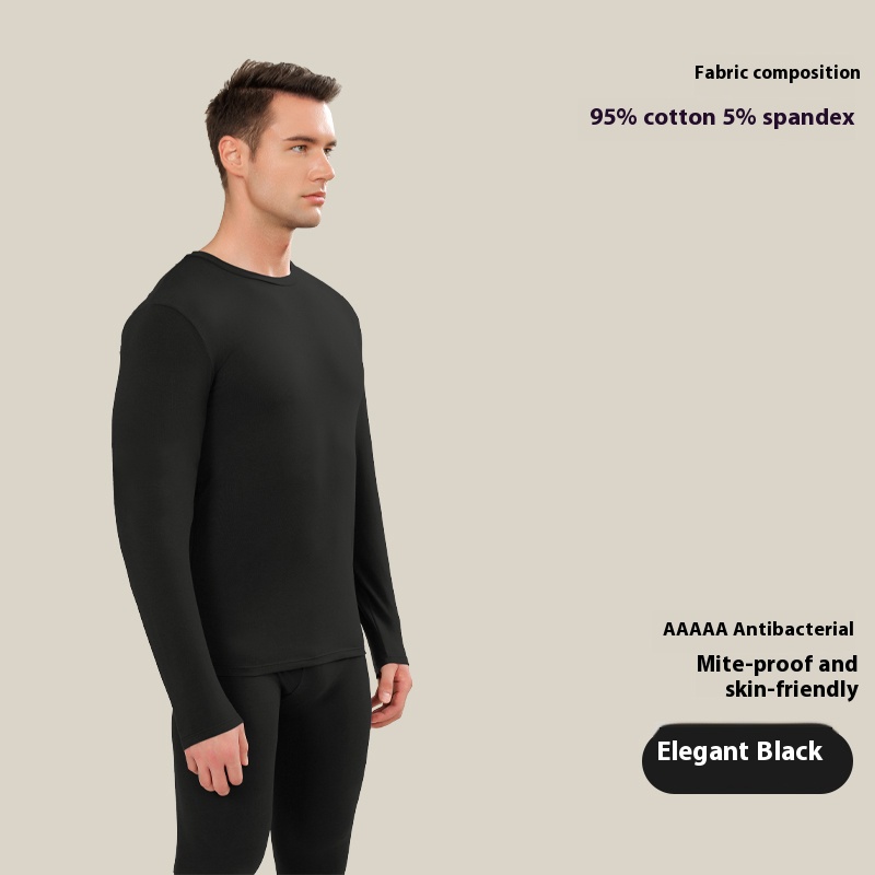 Couple models of thermal underwear suit men and women solid-coloured round neck high elastic Slimming autumn and winter thermostat bottoming autumn cl