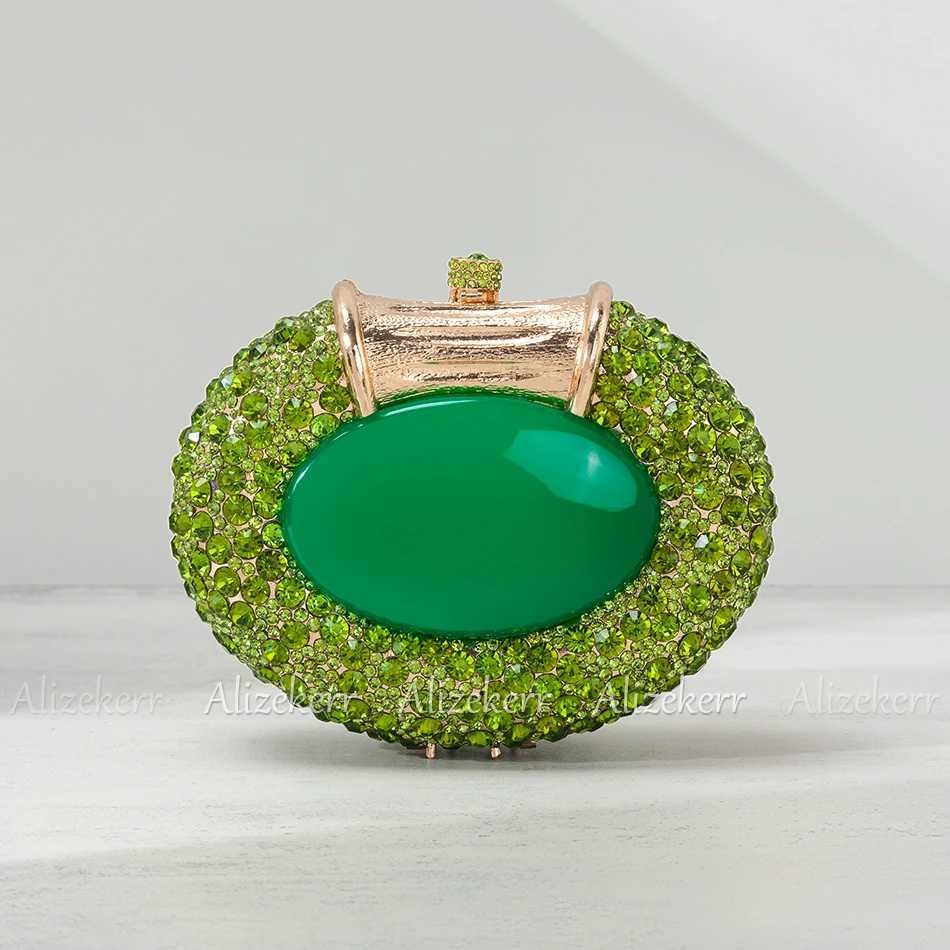 Alizekerr Oval Shaped Crystal Evening Bag Women Boutique Gorgeous Classy Diamond Clutch Purses And Handbags Bridal Wedding Party M250625