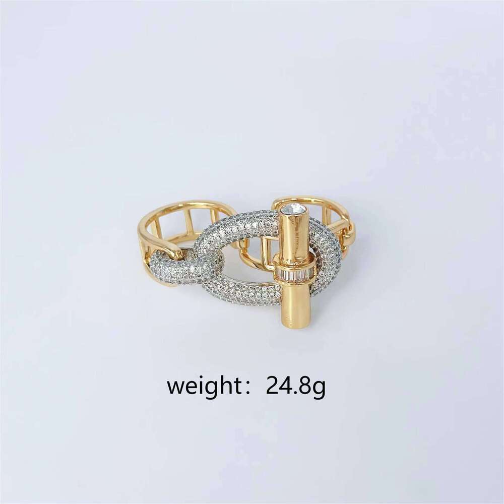 DHcollections Copper Inlaid Zircon Fashion and Finger Rings Set Premium Heavy Industry Ring Bracelet