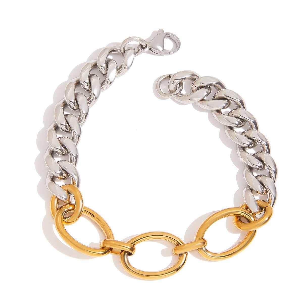Youthway Gold Silver Patchwork Metal Chain Bracelet Stainless Steel Chain Fashion Jewelry Waterproof Rust Prntion Bracelet X250625