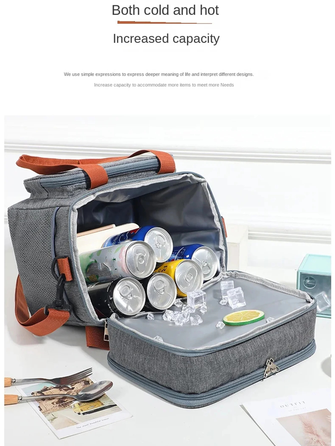 Portable Double Layer Lunch Bags Food Box Durable Camping Oxford Backpacks Icebox Large Capacity Picnic BBQ Outdoor BBQ 250624