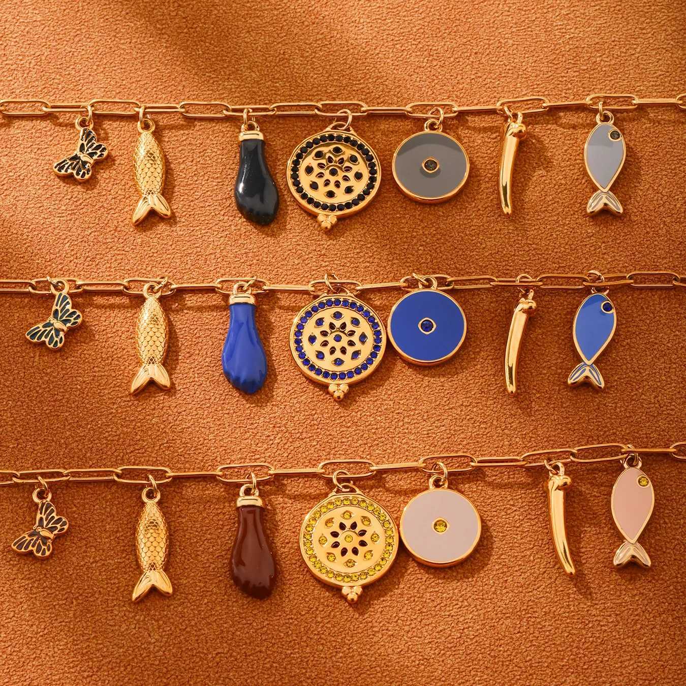 Nivora Ethnic Style Colorful Enamel Pendant Bracelet For Women Stainless Steel Multiple Shape Zircon Charm Bracelet Jewelry X250625