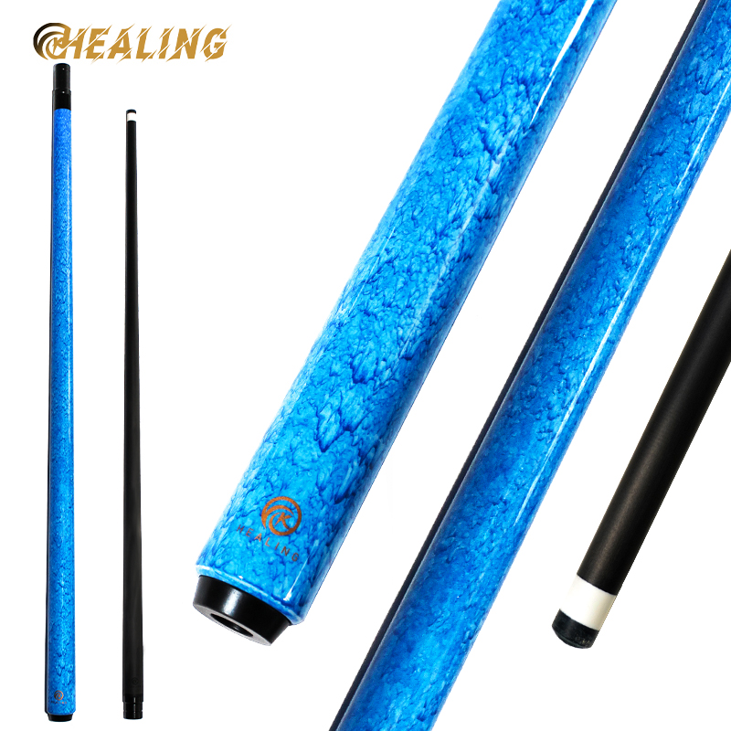 OKHEALING Quicksand Blue 1/2 Split Billiard Cue Carbon Fiber Billiard Stick 12mm Pigskin Tip Radial Pin Joint Pool Cues Carbon Carom Cues Professional
