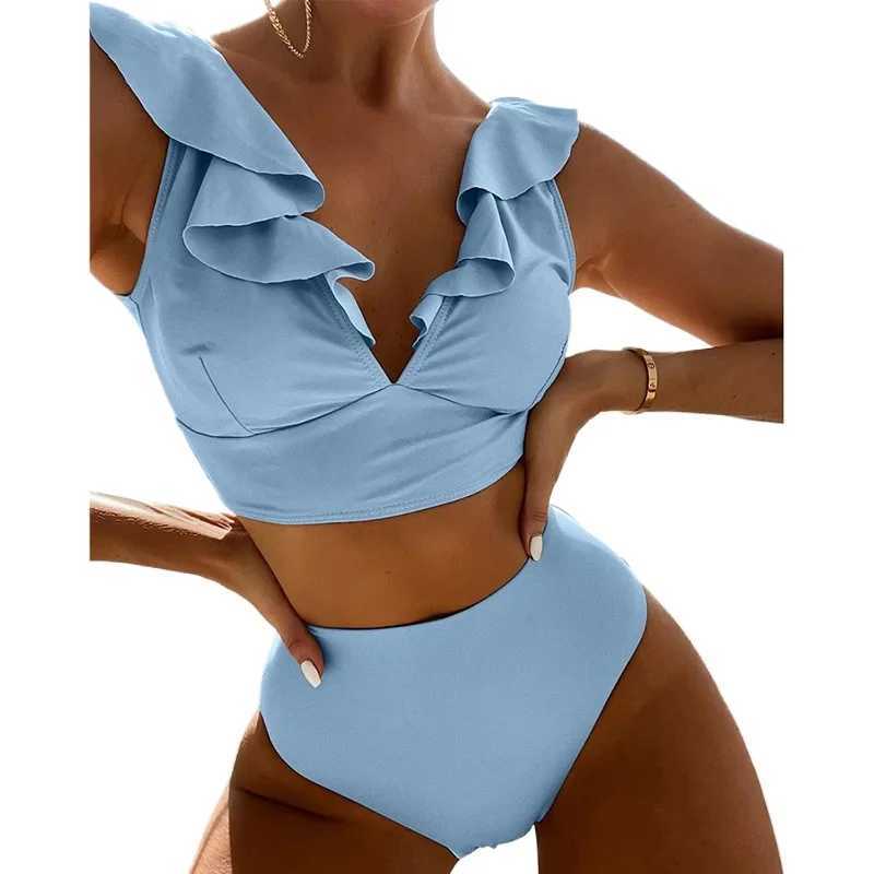 Ladies Two-Piece Bikini Set Sexy Swimsuit Tankini Fashion Ruffled Bikini Swimwear Women Swimming Suit Summer Beachwear ClothingXJ250624