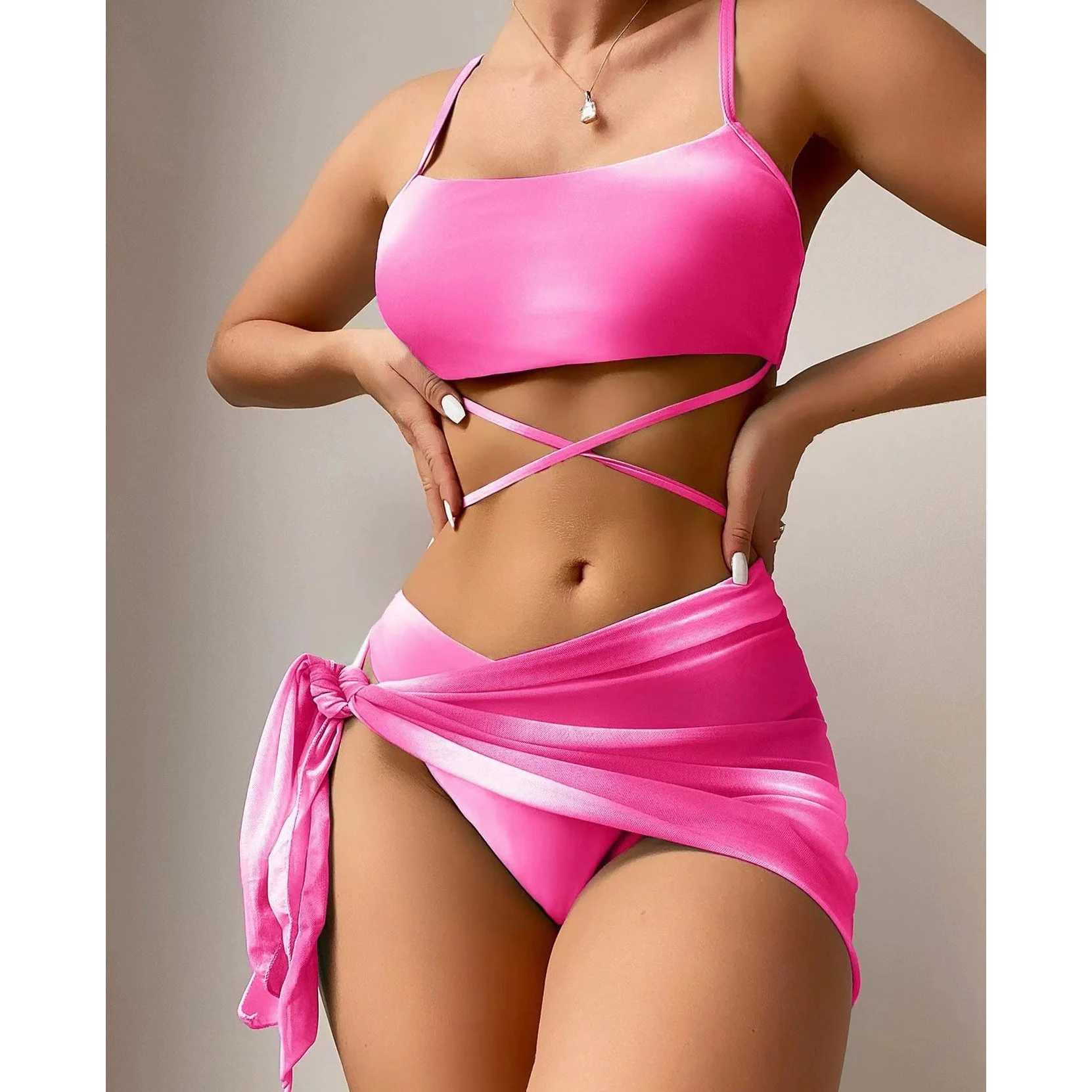 Sexy Women Brazilian Swimsuit Push Up Bra Bikini Set 3 Piece Swim Suit Skirt Swimwear Beachwear Bathing Maillot De Bain Femme XJ250624