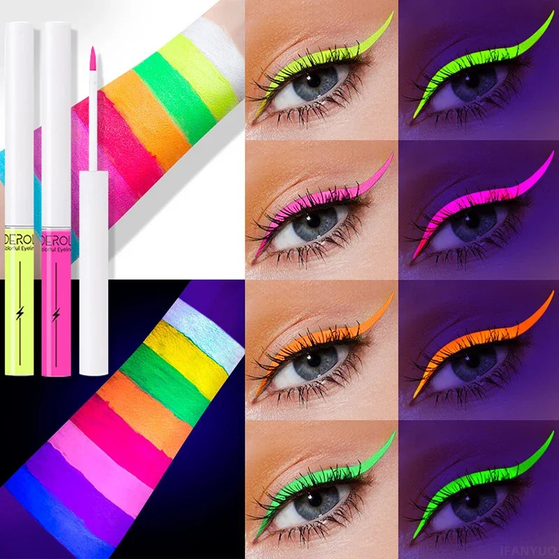 Luminous UV Light Neon Eyeliner Pen Eyes Makeup Red Waterproof Yellow Purple Red Color Liquid Eye Liner Pencil Make Up Cosmetics 250625