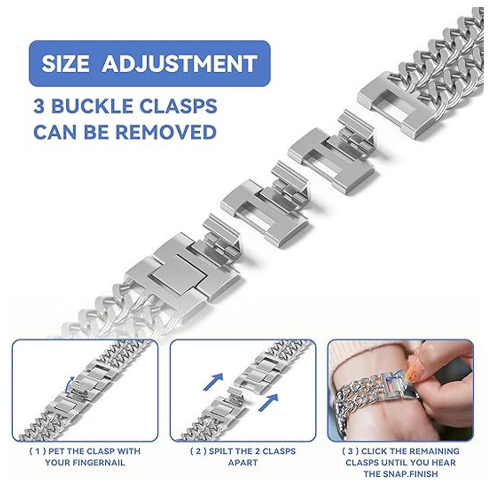 Luxury Double Row Denim Chain iWatch Strap Premium Fashion Light Luxury Band for iWatch Series 1-10