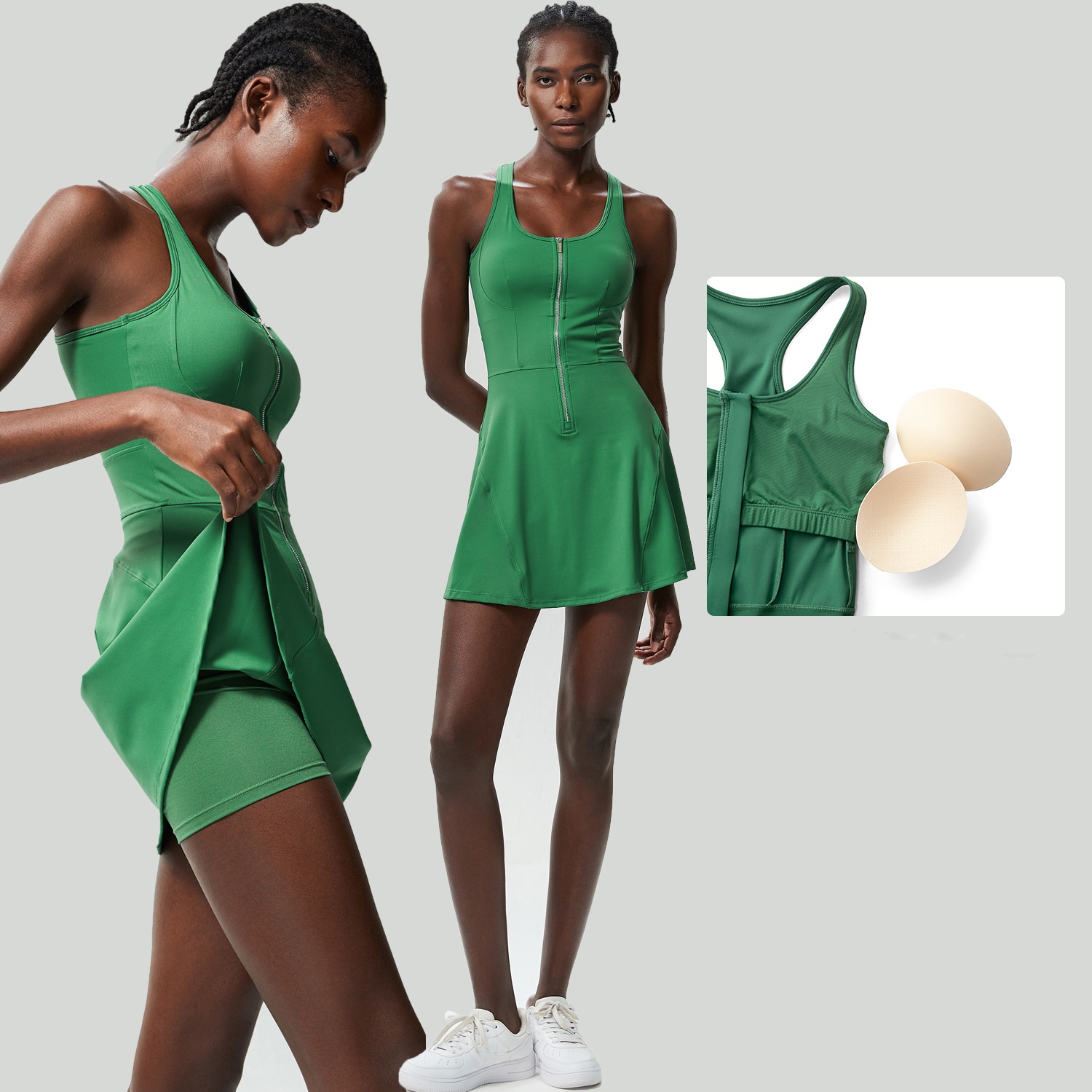 2025-- Women's Quick-Dry Tennis Dress with Zippered Design for Fitness Running Breathable Athletic Wear Compression Fitted Sportswear Ideal for G