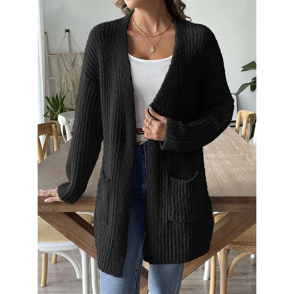 Autumn Winter New Women's Sweater Fleece Warm Straight Casual Loose Cardigan For Women B5