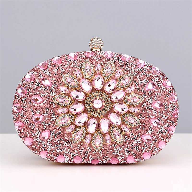 Diamond Crystal Women Makeup Cosmetic Evening Shoulder Messenger Clutch Bag Phone Purse Handbag Golden Silvery Red Pink Black M250625