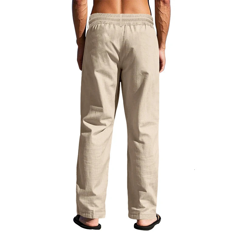 2025 Summer Casual Mens Beach Trendy Button Loose Skin friendly Breathable Sports Linen Pants 250614
