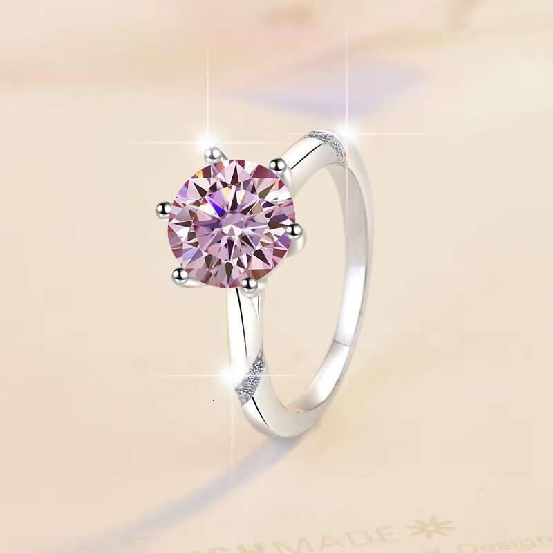 Fine Jewelry Classic Solitaire Engagement Ring 3Ct Pink Diamond 925 Sterling Silver 3CT pink Moissanite Ring for Woman Ladies