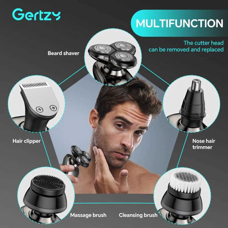 Mens 5-in-1 USB rechargeable electric shaver with nose hair hair cutting and various facial grooming sets W250625